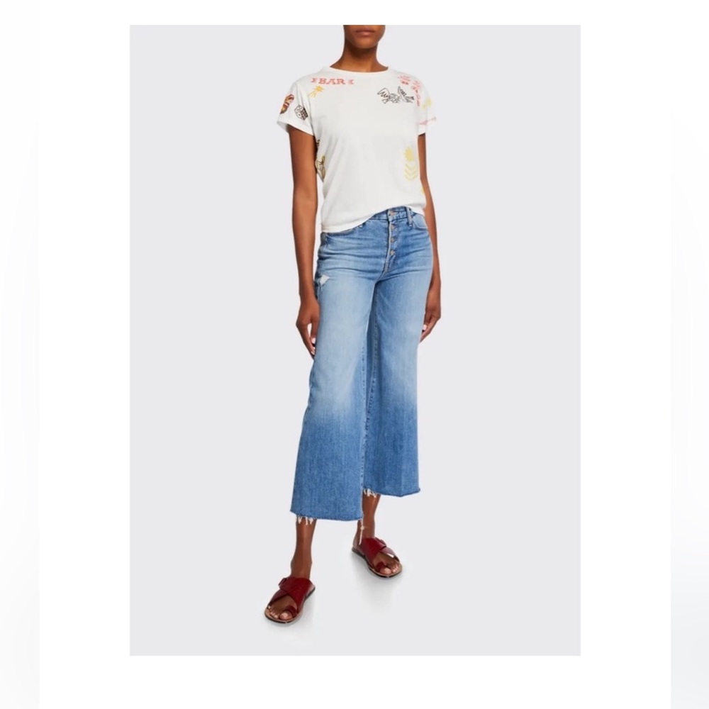 Mother The Pixie Roller Ankle Fray Jeans in Let’s Kick It Wash Size 26